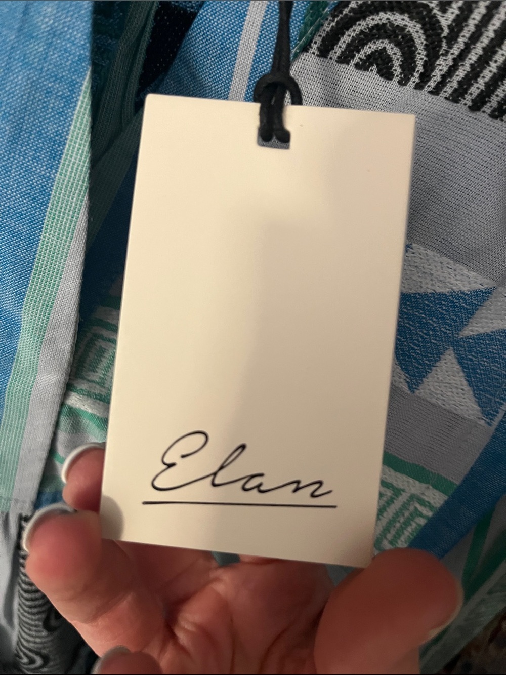 Elan Woman’s blue and green Boho Stripe Tiered Dress - Picture 8 of 8